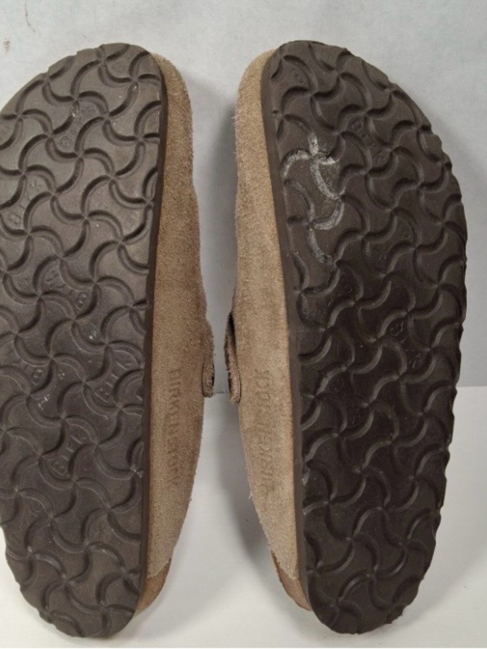 Birkenstock Suede Clog Mules in Taupe Brown - Picture 3 of 4
